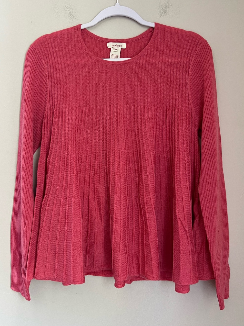 Sundance Catalog Light Sweater Women’s M Petite Pink Wool/Cashmere Long Sleeve